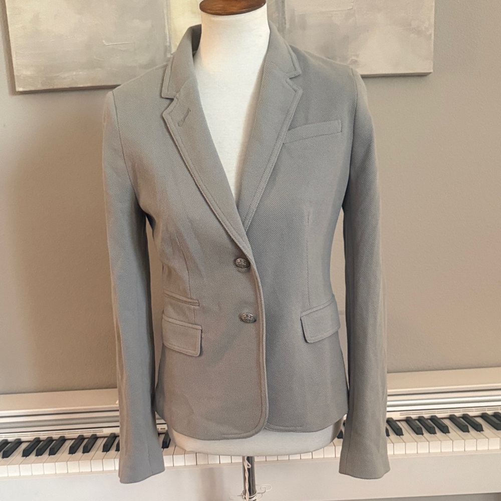 Banana Republic Gray Cotton Blazer Ladies Sz 4 Silver Button Detail